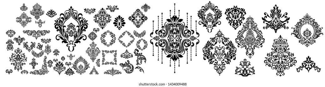 Oriental vector damask patterns for greeting cards and wedding invitations.