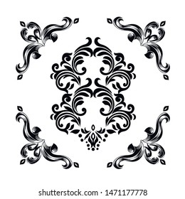 Oriental vector damask patterns for greeting cards and wedding invitations.