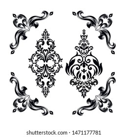 Oriental vector damask patterns for greeting cards and wedding invitations.