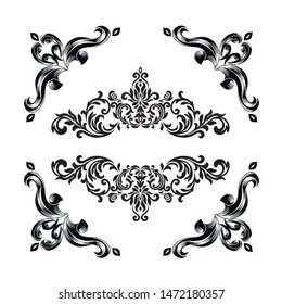 Oriental vector damask patterns for greeting cards and wedding invitations.