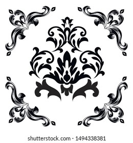 Oriental vector damask patterns for greeting cards and wedding invitations.