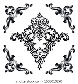 Oriental vector damask patterns for greeting cards and wedding