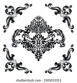Oriental vector damask patterns for greeting cards and wedding