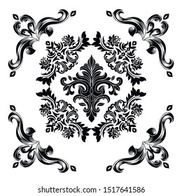Oriental vector damask patterns for greeting cards and wedding invitations.