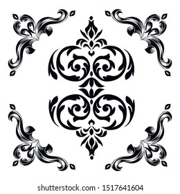 Oriental vector damask patterns for greeting cards and wedding invitations.