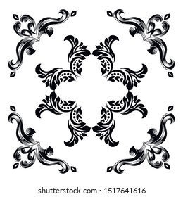 Oriental vector damask patterns for greeting cards and wedding invitations.