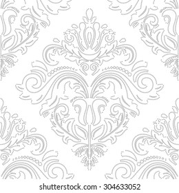 Oriental vector fine classic bright pattern. Seamless abstract background with gray outline