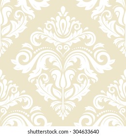 Oriental vector fine classic bright pattern. Seamless abstract  yellow and white background