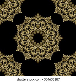 Oriental vector fine classic golden pattern. Seamless abstract background