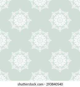 Oriental vector fine classic pattern. Seamless abstract blue background with white elements