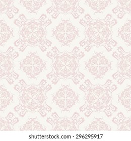 Oriental vector fine classic pink and white pattern. Seamless abstract background
