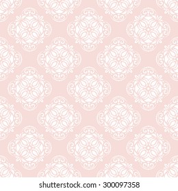 Oriental vector fine classic pink and white ornament. Seamless abstract background