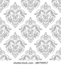 Oriental vector fine classic silver pattern. Seamless abstract bright background
