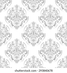 Oriental vector fine classic silver pattern. Seamless abstract background