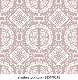 Oriental vector fine texture with damask, arabesque and floral elements. Seamless abstract pink background