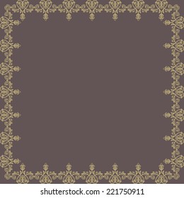Oriental vector frame with damask, arabesque and floral pattern. Abstract background