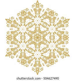 Oriental vector golden hexagonal pattern with arabesques and floral elements. Traditional classic ornament
