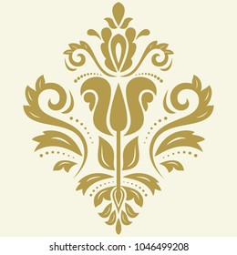 Oriental vector golden pattern with arabesques and floral elements. Traditional classic ornament. Vintage pattern with arabesques