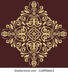 Oriental vector golden pattern with arabesques and floral elements. Traditional classic ornament. Vintage pattern with arabesques