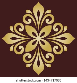 Oriental vector golden pattern with arabesques and floral elements. Traditional classic ornament. Vintage pattern with arabesques