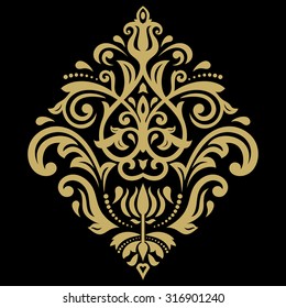 Oriental vector golden pattern with arabesques and floral elements. Traditional classic ornament