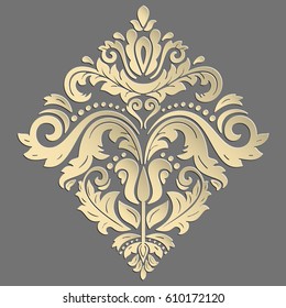Oriental vector golden pattern with arabesques and floral elements. Traditional classic ornament. Vintage pattern with arabesques
