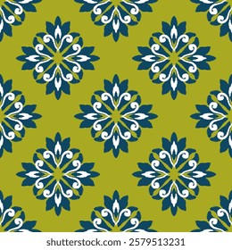 Oriental vector ikat damask pattern. Talavera pottery. Azulejos portugal. Turkish ornament. Spanish porcelain. Ceramic tableware, folk print. Ethnic background. Ceramic pottery.