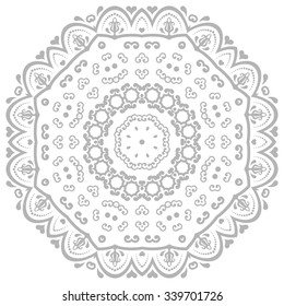 Oriental vector light silver pattern with arabesques and floral elements. Traditional classic ornament