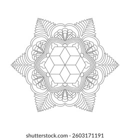 Oriental vector mandala coloring book page. Easy Mandala Coloring Book Pages for Adults to Relax, Experiences Give Relief. Resizeable Vector File