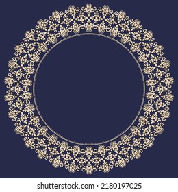 Oriental vector ornament with arabesques and floral elements. Traditional round golden classic ornament. Vintage pattern with arabesques
