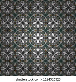 Oriental vector ornament in gray, blue and white colors. Colorful ethnic seamless background pattern in the style of ceramic tiles.