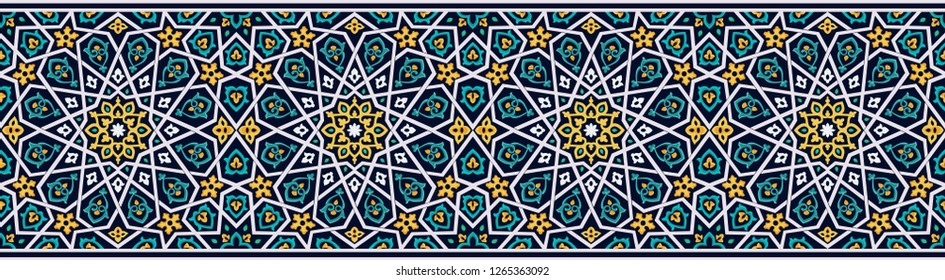 Oriental vector ornament. Majolica in architecture. Also used as a pattern or texture.