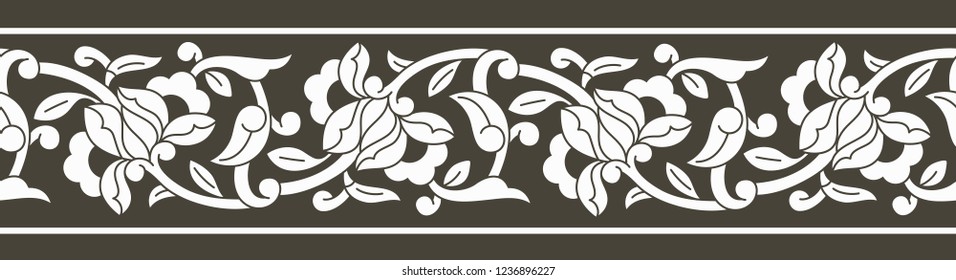 Oriental vector ornament, used for decoration of frames and borders, black and white, and monotonous. Useful content for printing and for designers.