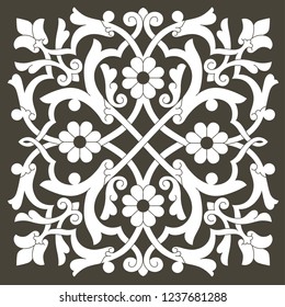 Oriental vector ornament, used for decoration of frames and borders, black and white, and monotonous. Useful content for printing and for designers.
