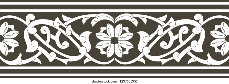 Oriental vector ornament, used for decoration of frames and borders, black and white, and monotonous. Useful content for printing and for designers.
