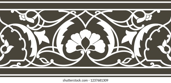 Oriental vector ornament, used for decoration of frames and borders, black and white, and monotonous. Useful content for printing and for designers.