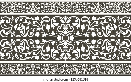 Oriental vector ornament, used for decoration of frames and borders, black and white, and monotonous. Useful content for printing and for designers.