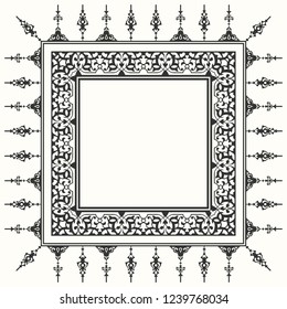 Oriental vector ornament, used for decoration of frames and borders, black and white, and monotonous. Useful content for printing and for designers.