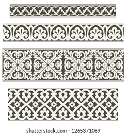 Ornamento vectorial oriental, utilizado para la decoración de cuadros y bordes, blanco y negro, y monótono. Contenido útil para la impresión y para los diseñadores.