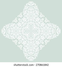 Oriental vector pattern with arabesque and floral elements. Abstract ornament. Blue and white colors