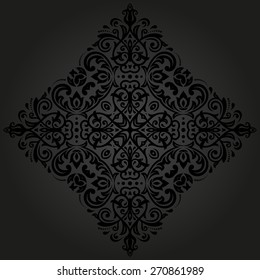 Oriental vector pattern with arabesque and floral elements. Abstract dark ornament