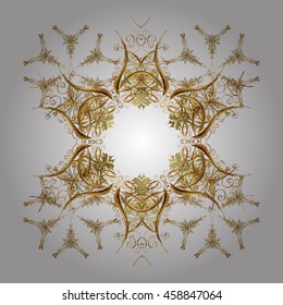 Oriental vector pattern with arabesque and floral elements. Abstract golden ornament