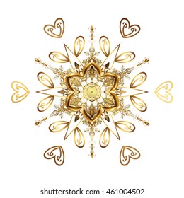 Oriental vector pattern with arabesque and floral elements. Abstract golden ornament