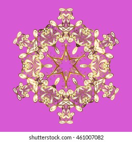 Oriental vector pattern with arabesque and floral elements. Abstract golden ornament