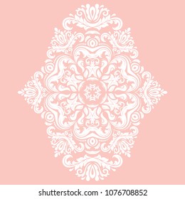 Oriental vector pattern with arabesques and floral white elements. Traditional classic ornament. Vintage pattern with arabesques