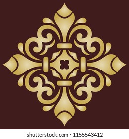 Oriental vector pattern with arabesques and floral elements. Traditional classic golden ornament. Vintage pattern with arabesques