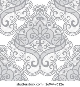 Oriental vector pattern with arabesques and floral elements. Traditional classic monochrome ornament.