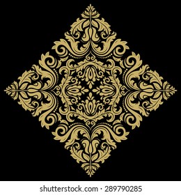 Oriental vector pattern with arabesques and floral elements. Traditional classic golden ornament