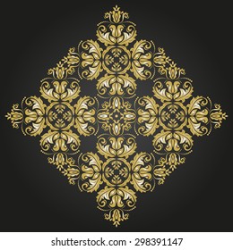 Oriental vector pattern with arabesques and floral golden elements. Traditional classic ornament