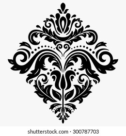 Oriental vector pattern with arabesques and floral elements. Traditional classic ornament. Black and white colors